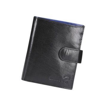 Чоловічий шкіряний гаманець Ronaldo N4L-VT RFID Чорний + синій - N4L-VT RFID фото